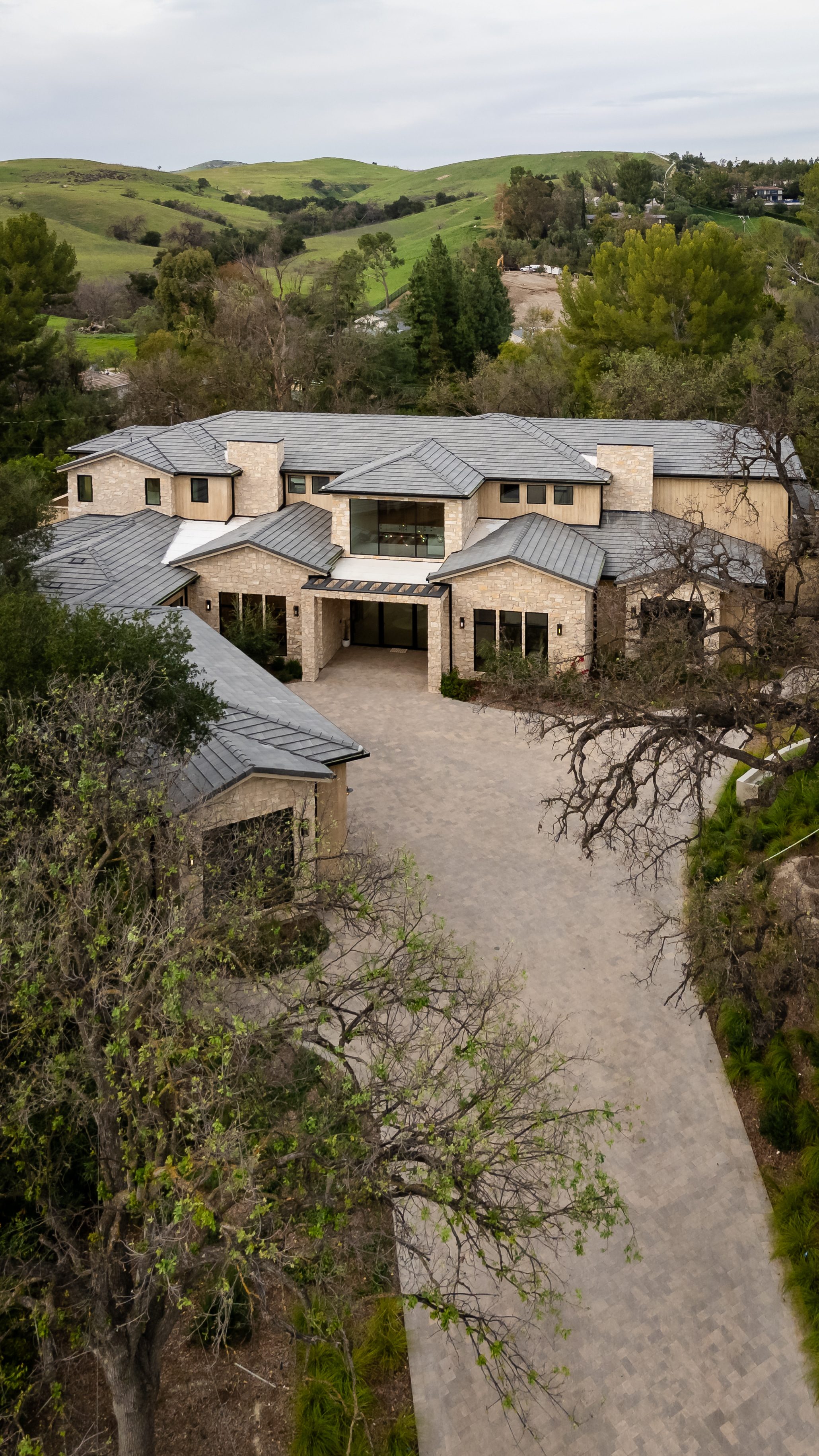 Hidden Hills estate — rolling hills aerial